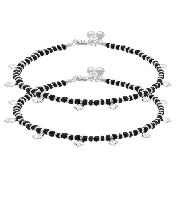 black silver anklets