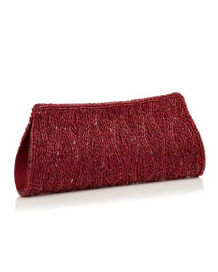 red beaded clutch bag