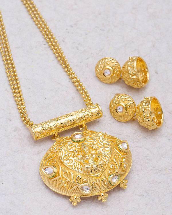Designer Pendant Sets Beautiful Gold Plated Temple Set Designer Pendant Sets Beautiful Gold Plated Temple Set With Chain Voylla