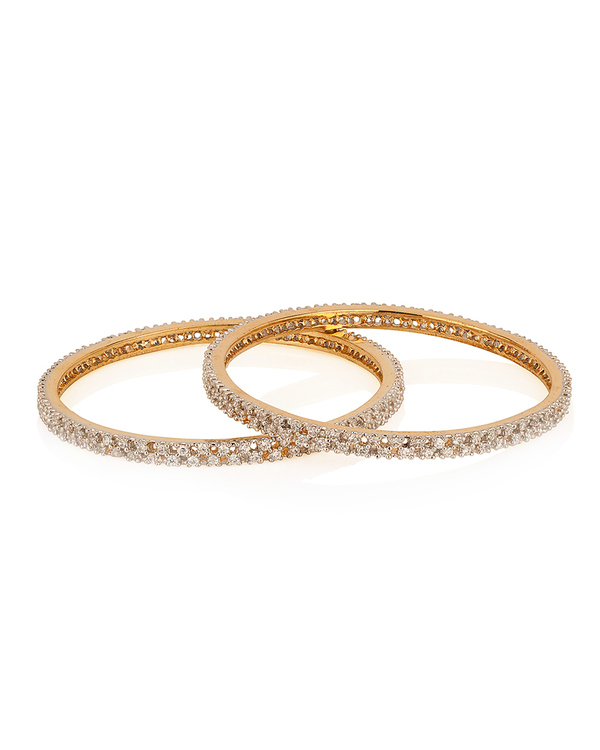 Stylish Gold Plated Bangles With Glittering Cz Stones | Buy Designer ...