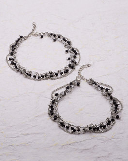 black silver anklets