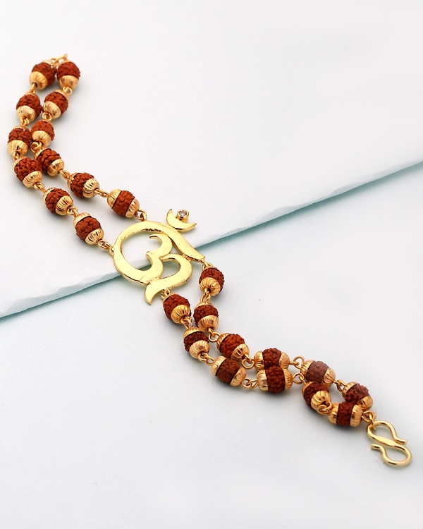 Designer Mens Bracelets Cz Embellished Om Rudraksha Bracelet Designer Mens Bracelets Cz Embellished Om Rudraksha Bracelet Online Voylla