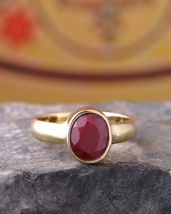Buy 5.25 ratti Natural Ruby Stone Lab Certified Manik gold Plated Ring by  CEYLONMINE Online - Get 60% Off