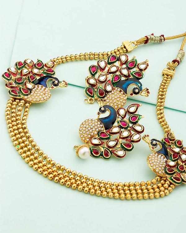 Voylla Treasure Trove Peacocks Necklace Set for Women