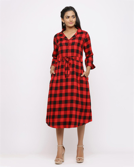 red check shirt dress